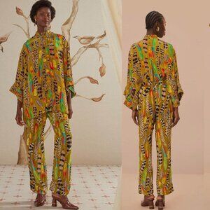 Farm Rio Green Amazon Feather Pants